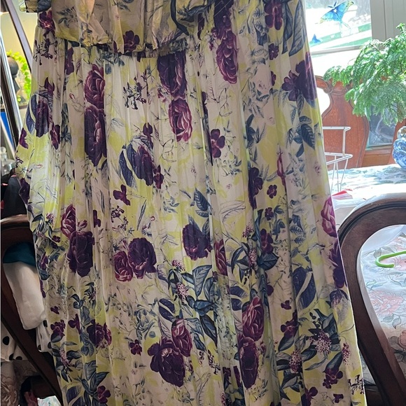 Floral Strapless Dress in Purple and Green - Picture 2 of 10